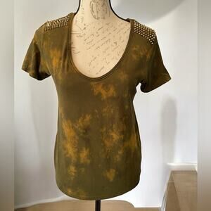 Karen Millen Tie Dye Studded Shoulder T-Shirt Size 8 EUC